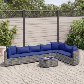 Gartensofagarnitur und Kissen-Set, 8-teilig, aus grauem Kunst-Rattan. von , Gartensets - Ref: Foro24-3308391, Preis: 504,92 €...