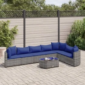 Set of garden sofas and cushions 8 pieces synthetic rattan gray by , Garden sets - Ref: Foro24-3308391, Price: 492,43 €, Disc...
