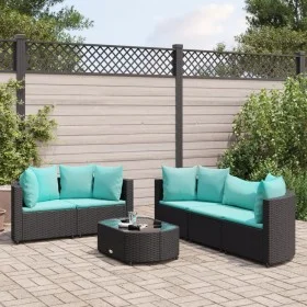 6-piece garden sofa set with black synthetic rattan cushions by , Garden sets - Ref: Foro24-3308420, Price: 437,14 €, Discoun...