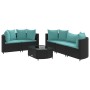 6-piece garden sofa set with black synthetic rattan cushions by , Garden sets - Ref: Foro24-3308420, Price: 445,46 €, Discoun...