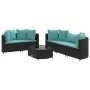 6-piece garden sofa set with black synthetic rattan cushions by , Garden sets - Ref: Foro24-3308420, Price: 437,14 €, Discoun...