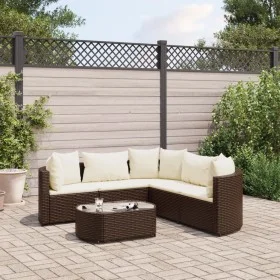 Set of 6 garden sofas and brown synthetic rattan cushions by , Garden sets - Ref: Foro24-3308393, Price: 383,49 €, Discount: %