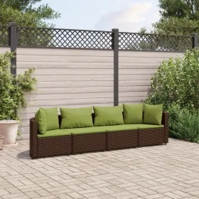 Gartensofagarnitur 4-teilig mit braunen Polstern aus synthetischem Rattan. von , Gartensets - Ref: Foro24-3308462, Preis: 338...