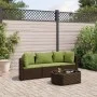 Gartensofagarnitur 4-teilig mit braunen Polstern aus synthetischem Rattan. von , Gartensets - Ref: Foro24-3308366, Preis: 330...