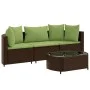 Gartensofagarnitur 4-teilig mit braunen Polstern aus synthetischem Rattan. von , Gartensets - Ref: Foro24-3308366, Preis: 330...