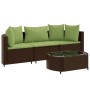 Set de sofás de jardín 4 pzas y cojines ratán sintético marrón de , Conjuntos de jardín - Ref: Foro24-3308366, Precio: 338,13...