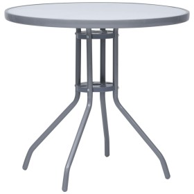Steel and light gray glass garden table 80 cm by vidaXL, Garden tables - Ref: Foro24-312215, Price: 100,16 €, Discount: %