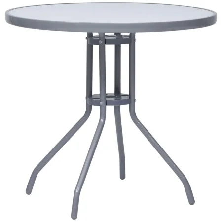 Gartentisch aus Stahl und hellgrauem Glas, 80 cm von vidaXL, Gartentische - Ref: Foro24-312215, Preis: 100,16 €, Rabatt: %