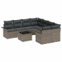 Conjunto de sofá de jardín 9 pcs Gris Poliratán