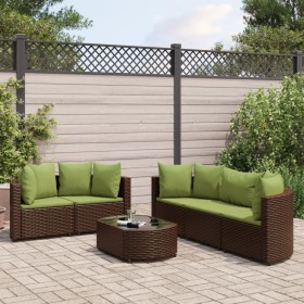 Set of 6 garden sofas and brown synthetic rattan cushions by , Garden sets - Ref: Foro24-3308422, Price: 539,09 €, Discount: %
