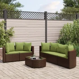 Set of 6 garden sofas and brown synthetic rattan cushions by , Garden sets - Ref: Foro24-3308422, Price: 530,34 €, Discount: %