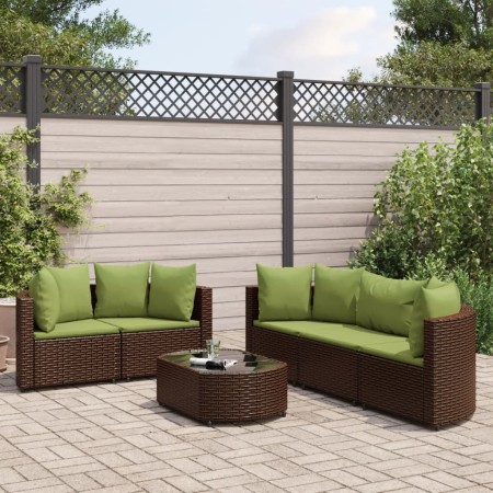 Set of 6 garden sofas and brown synthetic rattan cushions by , Garden sets - Ref: Foro24-3308422, Price: 539,47 €, Discount: %