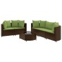 Set of 6 garden sofas and brown synthetic rattan cushions by , Garden sets - Ref: Foro24-3308422, Price: 539,47 €, Discount: %