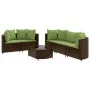 Set of 6 garden sofas and brown synthetic rattan cushions by , Garden sets - Ref: Foro24-3308422, Price: 530,34 €, Discount: %