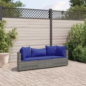 3-piece garden sofa set with gray synthetic rattan cushions by , Garden sets - Ref: Foro24-3308455, Price: 210,82 €, Discount: %