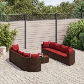 Garden sofa set 9 pieces and brown synthetic rattan cushions by , Garden sets - Ref: Foro24-3308429, Price: 564,44 €, Discoun...