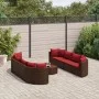 Garden sofa set 9 pieces and brown synthetic rattan cushions by , Garden sets - Ref: Foro24-3308429, Price: 565,54 €, Discoun...