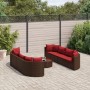 Gartensofagarnitur 9-teilig mit braunen Kissen aus synthetischem Rattan. von , Gartensets - Ref: Foro24-3308429, Preis: 587,5...
