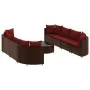 Garden sofa set 9 pieces and brown synthetic rattan cushions by , Garden sets - Ref: Foro24-3308429, Price: 565,54 €, Discoun...