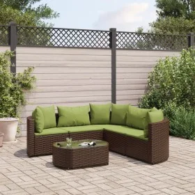 Set of 6 garden sofas and brown synthetic rattan cushions by , Garden sets - Ref: Foro24-3308398, Price: 448,62 €, Discount: %