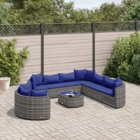 Gartensofa-Set und Kissen, 10-teilig, aus grauem Kunststoff-Rattan. von , Gartensets - Ref: Foro24-3308415, Preis: 636,42 €, ...