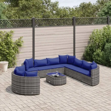 Garden sofa set with 10 pieces of synthetic gray rattan cushions by , Garden sets - Ref: Foro24-3308415, Price: 636,42 €, Dis...