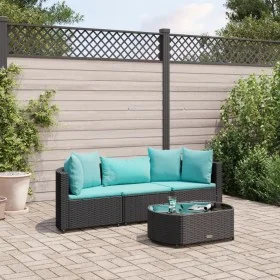 4-piece garden sofa set with black synthetic rattan cushions by , Garden sets - Ref: Foro24-3308364, Price: 268,79 €, Discoun...