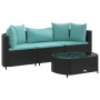 4-piece garden sofa set with black synthetic rattan cushions by , Garden sets - Ref: Foro24-3308364, Price: 274,49 €, Discoun...