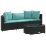 4-piece garden sofa set with black synthetic rattan cushions by , Garden sets - Ref: Foro24-3308364, Price: 268,79 €, Discoun...