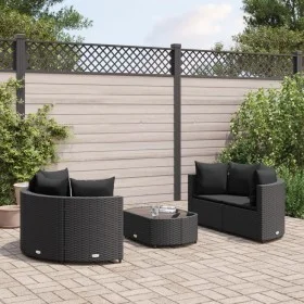 Gartenmöbel-Set 5-teilig mit schwarzen Polstern aus synthetischem Rattan von , Gartensets - Ref: Foro24-3308443, Preis: 357,7...