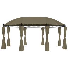 Cenador con cortinas gris taupe 180g/m² 520x349x255 cm