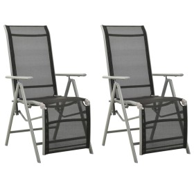 Liegende Gartenstühle, 2 Stück, silberfarbenes Aluminium-Textil von vidaXL, Gartenstühle - Ref: Foro24-312197, Preis: 177,85 ...