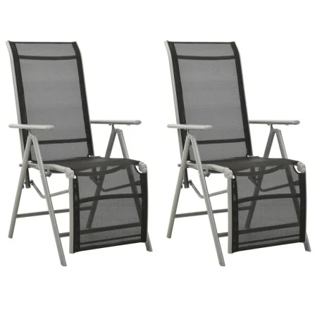 Reclining garden chairs 2 pcs silver aluminum textilene by vidaXL, Garden chairs - Ref: Foro24-312197, Price: 178,86 €, Disco...