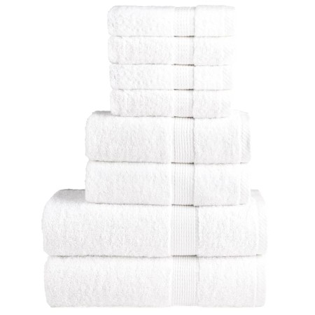 8-teiliges Handtuchset aus 100% Baumwolle in Weiß, 600 g/m². von , Handtücher - Ref: Foro24-137536, Preis: 55,87 €, Rabatt: %