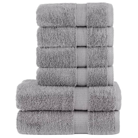 6-teiliges Handtuchset aus 100% Baumwolle in Grau, 600 g/m². von , Handtücher - Ref: Foro24-137560, Preis: 58,98 €, Rabatt: %