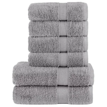 6-teiliges Handtuchset aus 100% Baumwolle in Grau, 600 g/m². von , Handtücher - Ref: Foro24-137560, Preis: 59,29 €, Rabatt: %