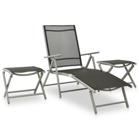 3-teiliges Gartenmöbel-Set Textilene Silber Aluminium von vidaXL, Gartensets - Ref: Foro24-312199, Preis: 94,54 €, Rabatt: %