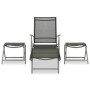 Set de muebles de jardín 3 piezas textilene aluminio plateado