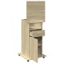 Rollständer mit Rädern und Schublade aus Eichenholz Sonoma 55x55x107 cm von , Schreibtische - Ref: Foro24-848026, Preis: 129,...