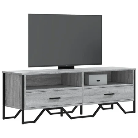 TV stand made of gray Sonoma engineered wood, measuring 122x34x41 cm. by , TV Furniture - Ref: Foro24-848582, Price: 72,19 €,...