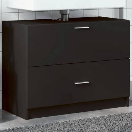 Engineered wood black bathroom cabinet 78x37x59 cm by , Bathroom furniture - Ref: Foro24-848116, Price: 94,78 €, Discount: %