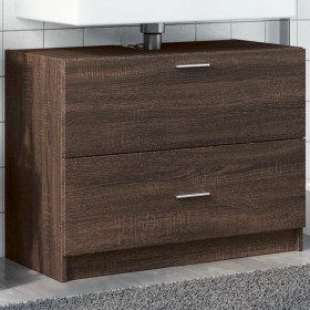 Waschbeckenunterschrank aus braunem Eichenfurnierholz 78x37x59 cm. von , Badezimmermöbel - Ref: Foro24-848121, Preis: 92,09 €...
