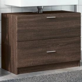 Waschbeckenunterschrank aus braunem Eichenfurnierholz 78x37x59 cm. von , Badezimmermöbel - Ref: Foro24-848121, Preis: 90,64 €...