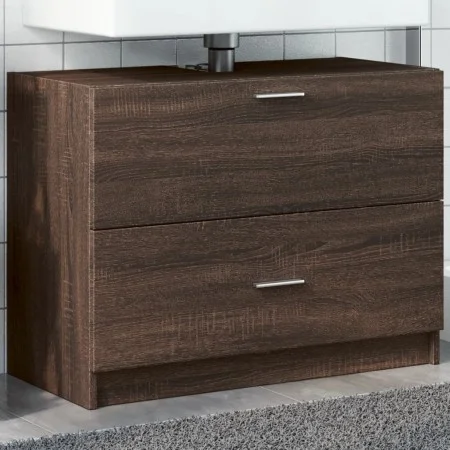 Engineered wood brown oak sink cabinet 78x37x59 cm by , Bathroom furniture - Ref: Foro24-848121, Price: 90,62 €, Discount: %
