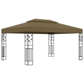 Cenador con doble techo gris taupe 3x4m 180 g/m²