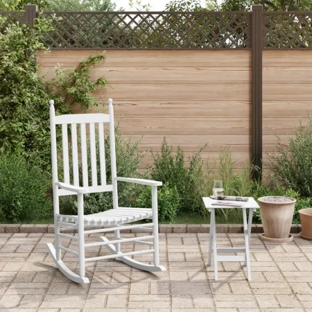 Rocking chair with folding table made of solid white poplar wood by , Rocking chairs - Ref: Foro24-3281257, Price: 150,32 €, ...