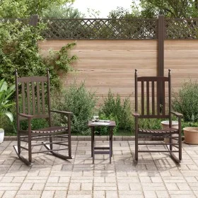 2 rocking chairs, solid poplar wood folding table, brown. by , Rocking chairs - Ref: Foro24-3281591, Price: 292,92 €, Discoun...