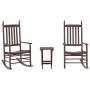 2 rocking chairs, solid poplar wood folding table, brown. by , Rocking chairs - Ref: Foro24-3281591, Price: 304,16 €, Discoun...