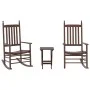 2 rocking chairs, solid poplar wood folding table, brown. by , Rocking chairs - Ref: Foro24-3281591, Price: 292,92 €, Discoun...