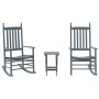 2 Schaukelstühle, 1 klappbarer Tisch aus massivem Pappelholz in Grau. von , Schaukelstühle - Ref: Foro24-3281593, Preis: 238,...